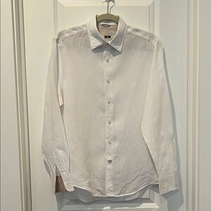Joseph Abboud White Long-Sleeve Linen Shirt